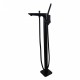 Black Freestanding Bathtub Mixer with Handheld Shower Spout Floor Mounted